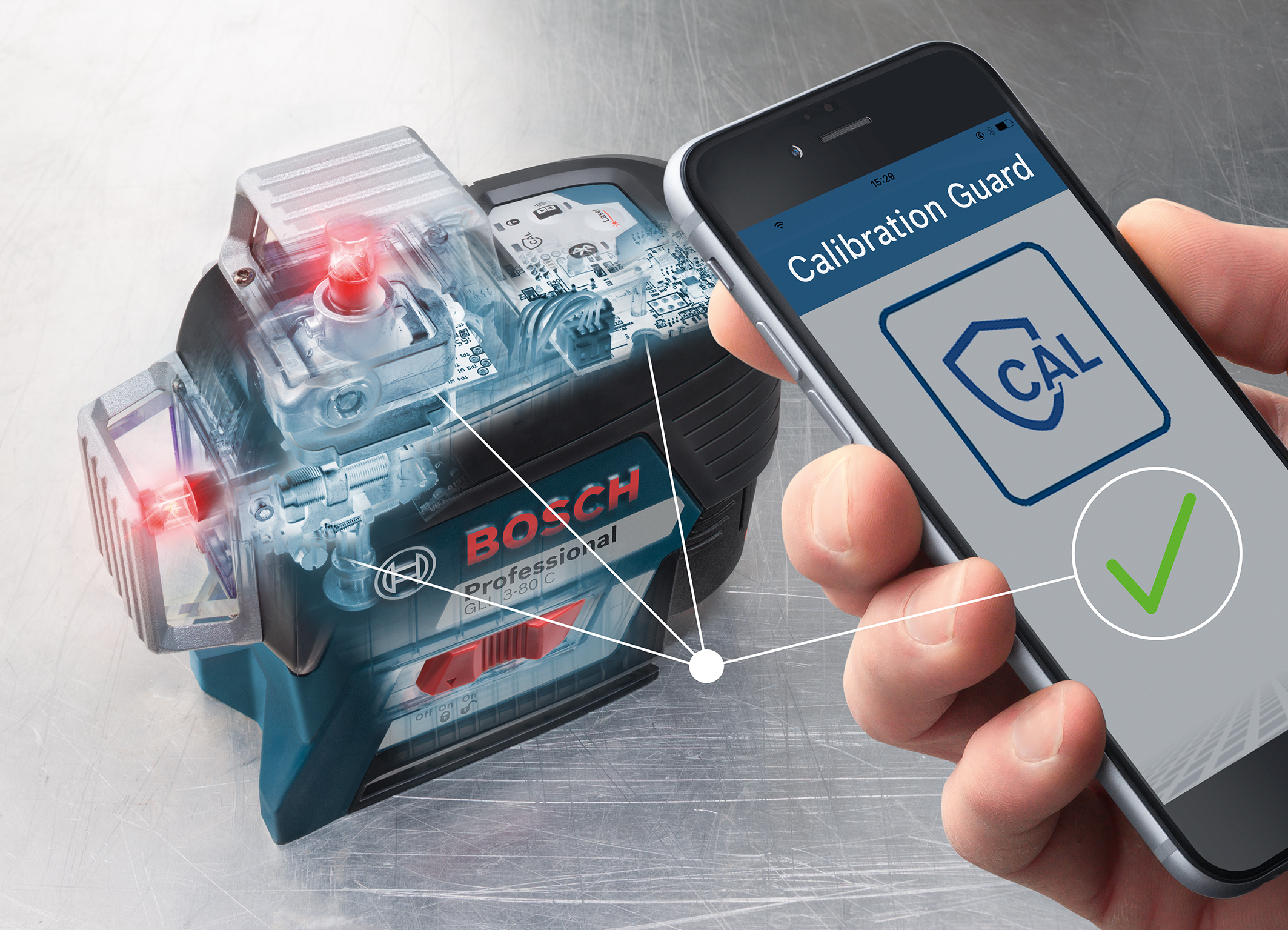 Bosch-Sensoren überwachen Kalibrierung:  Neue Linienlaser-Generation von Bosch für Profis 