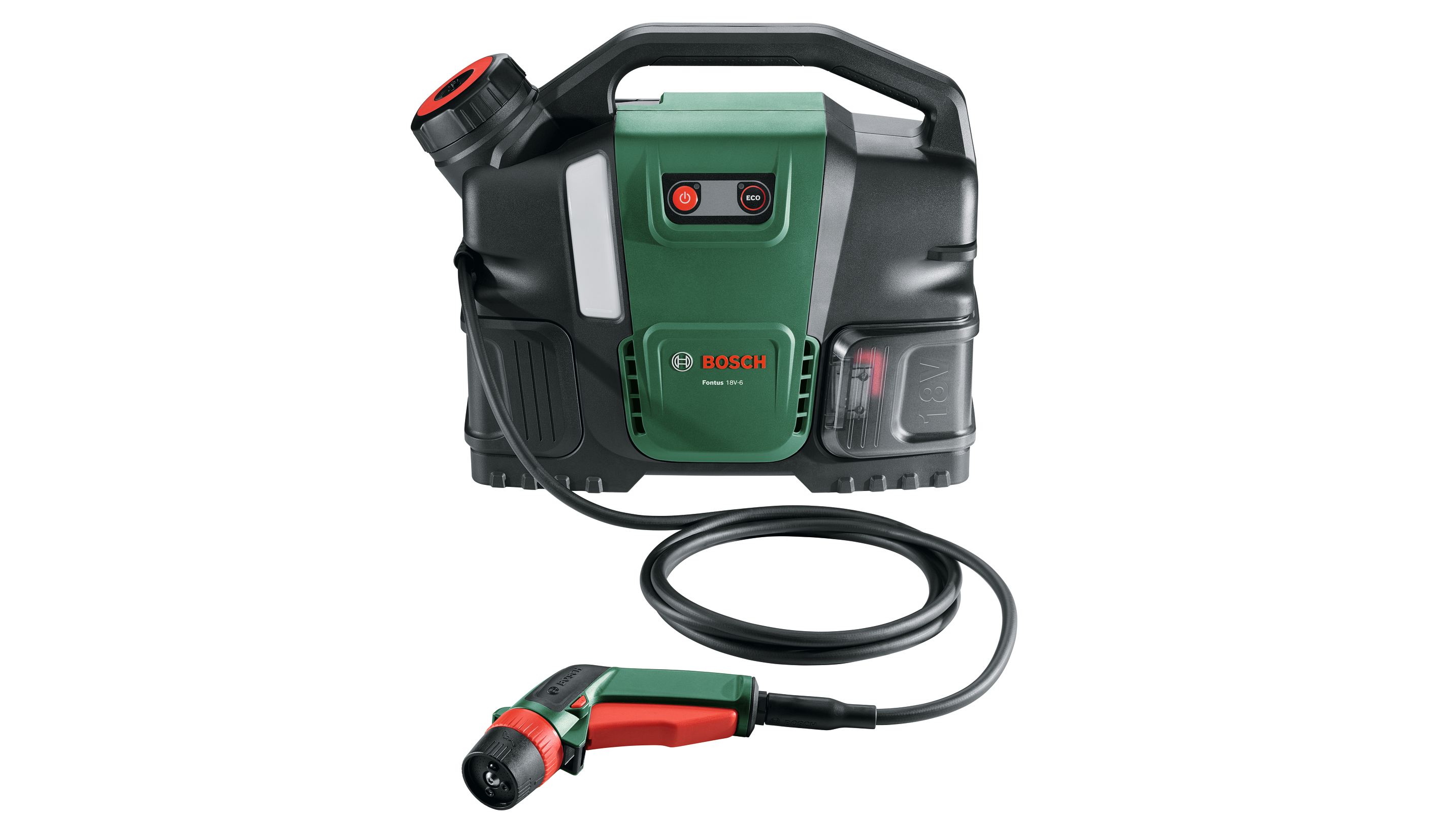 Cordless low pressure cleaner for mobile cleaning from Bosch: Fontus 18V-6 Bike Cleaner with integrated water tank