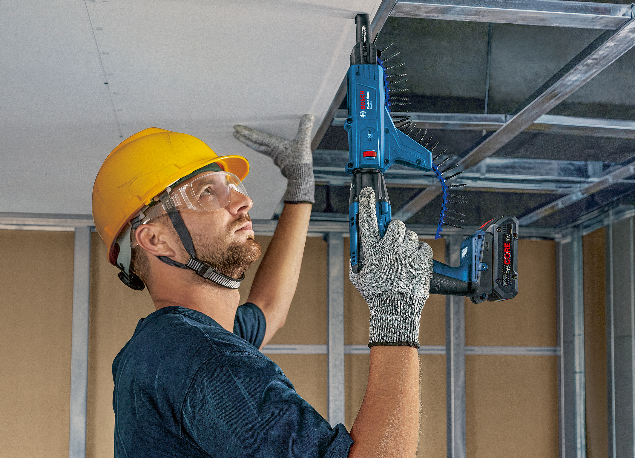 Carry out serial applications even more efficiently with magazine attachment: GTB 18V-45 Professional cordless drywall screwdriver from Bosch for professionals