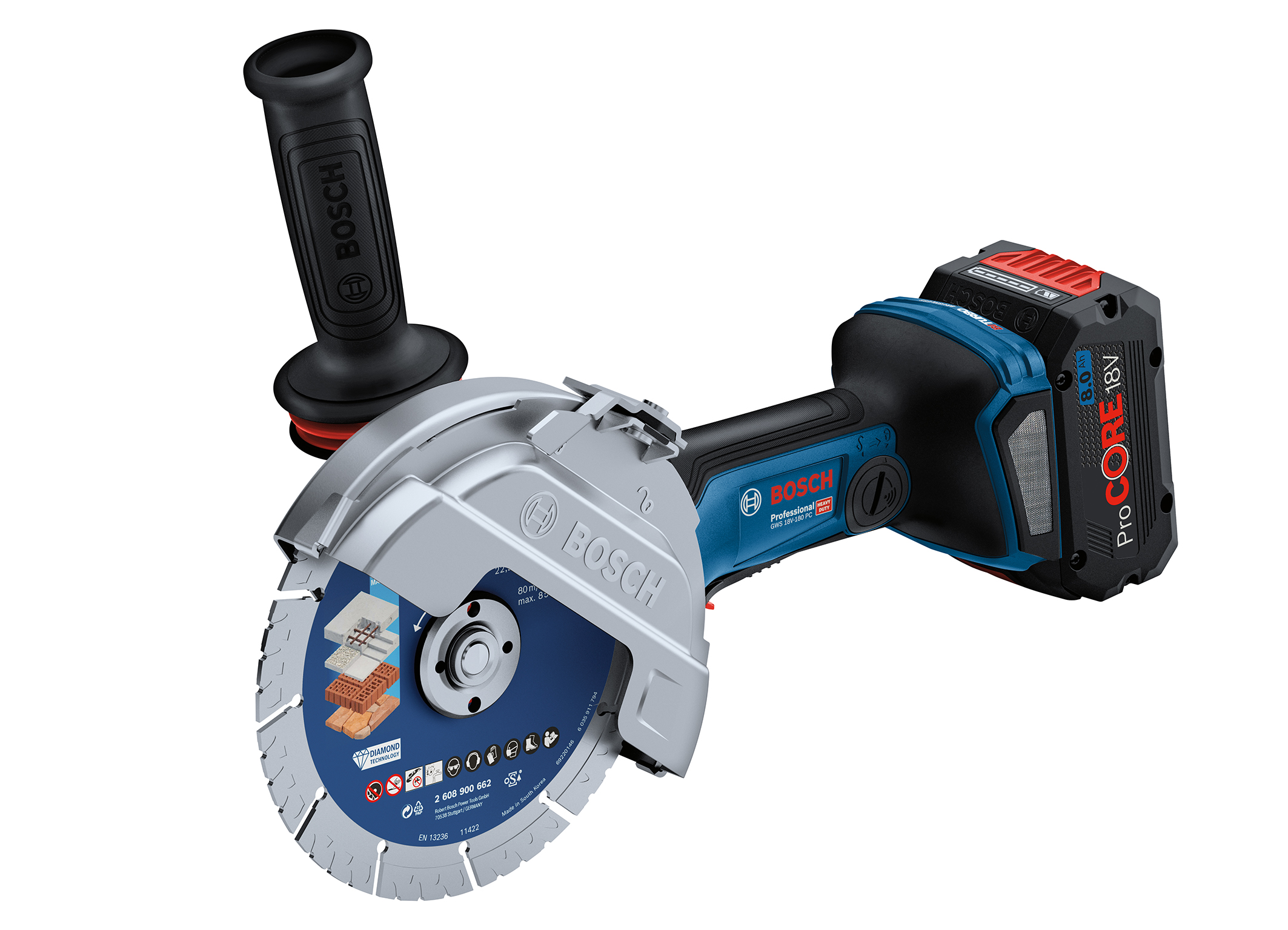 New in the Professional 18V System: Large Biturbo cordless angle grinder GWS 18V-180 PC Professional from Bosch
