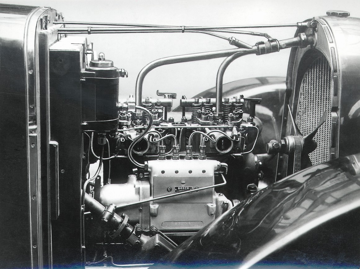 Testing the first Bosch diesel injection pump in a car (brand Stoewer