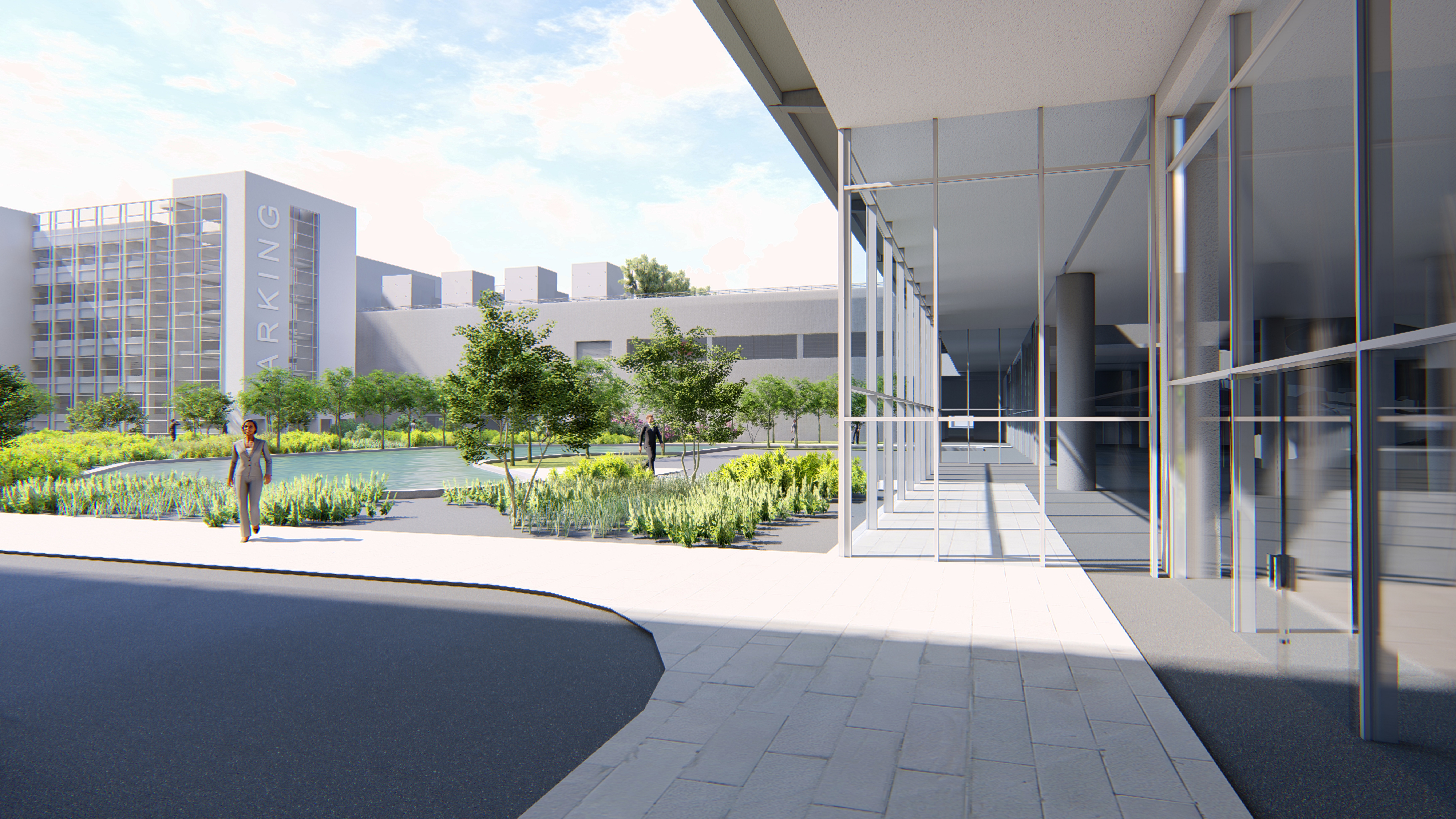 Rendering of the Bosch Engineering Center campus in Budapest