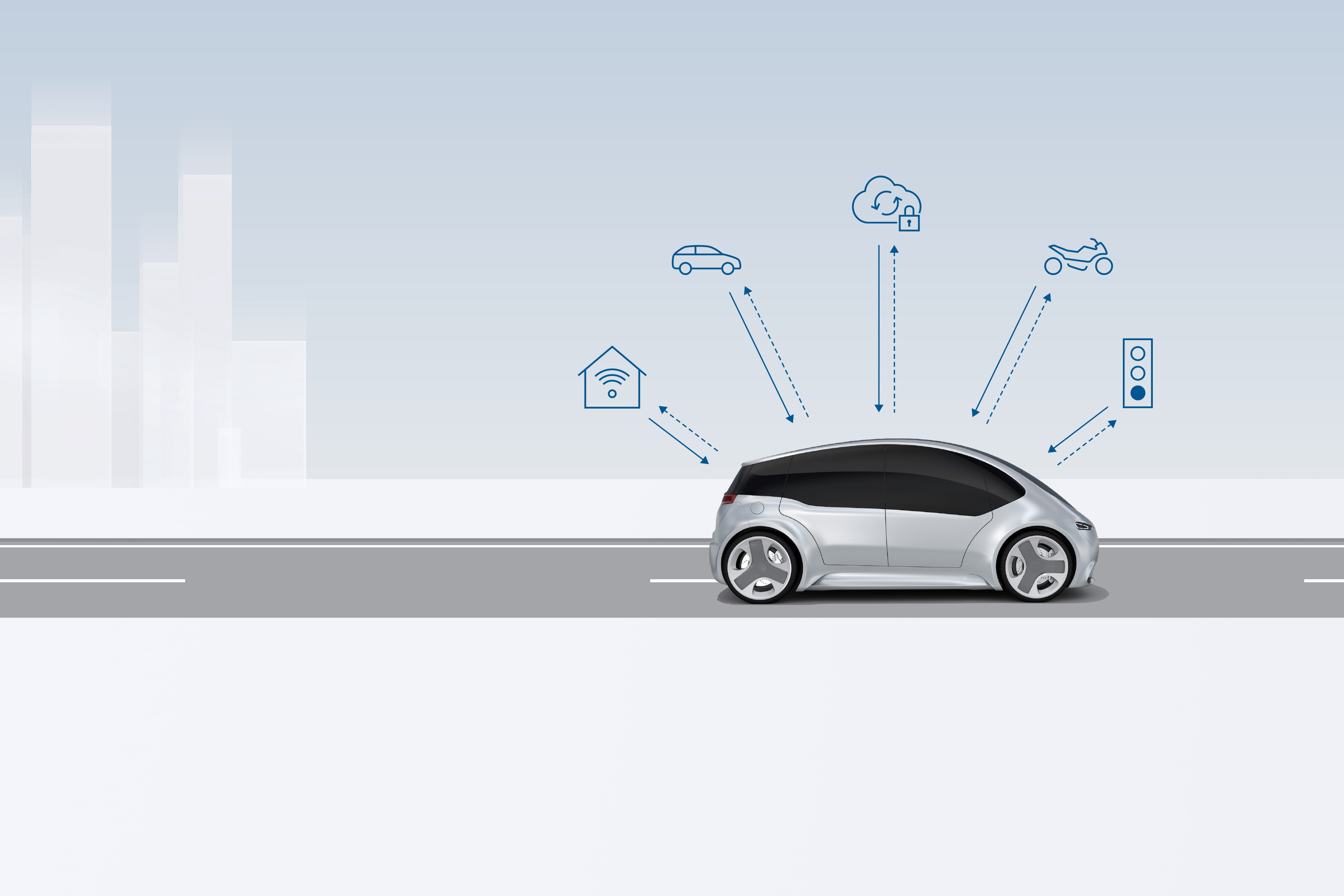 Warnung vor kritischen Situationen durch Vehicle-to-X-Kommunikation von Bosch 