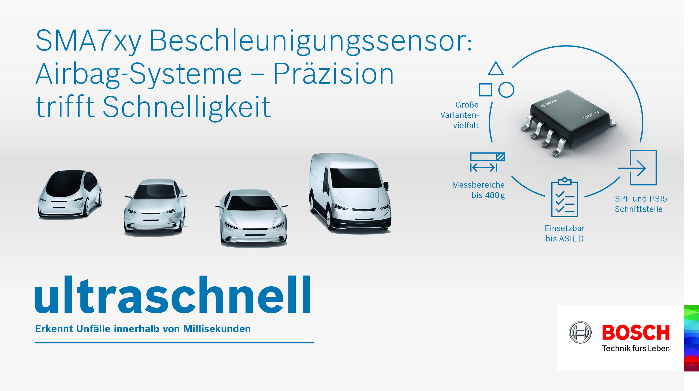 Neue Hoch-g-Beschleunigungssensoren erhöhen den Schutz für Fahrzeuginsassen.