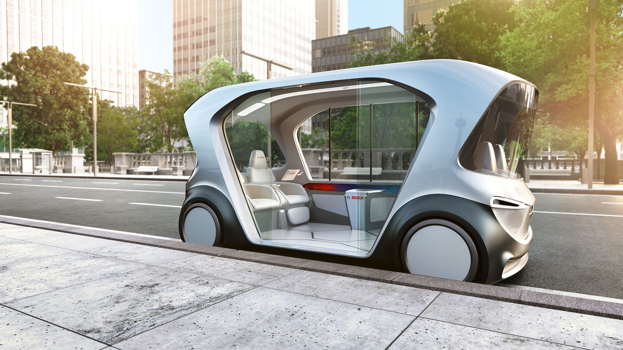 Debut of Bosch's new concept shuttle at CES 2019 in Las Vegas