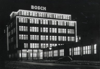 Bosch administration building by night in Stuttgart, 1953