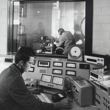 Dynamometer for new engine testing at Bosch in Schwieberdingen, 1970 