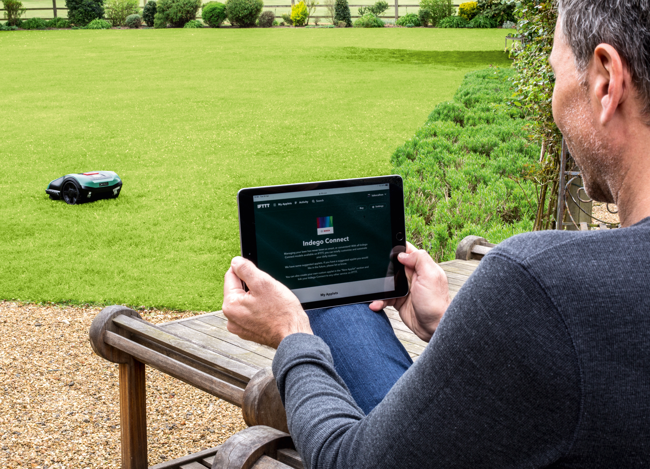 Bosch makes autonomous lawn care even smarter: Indego S+ robotic lawnmower uses IFTTT platform