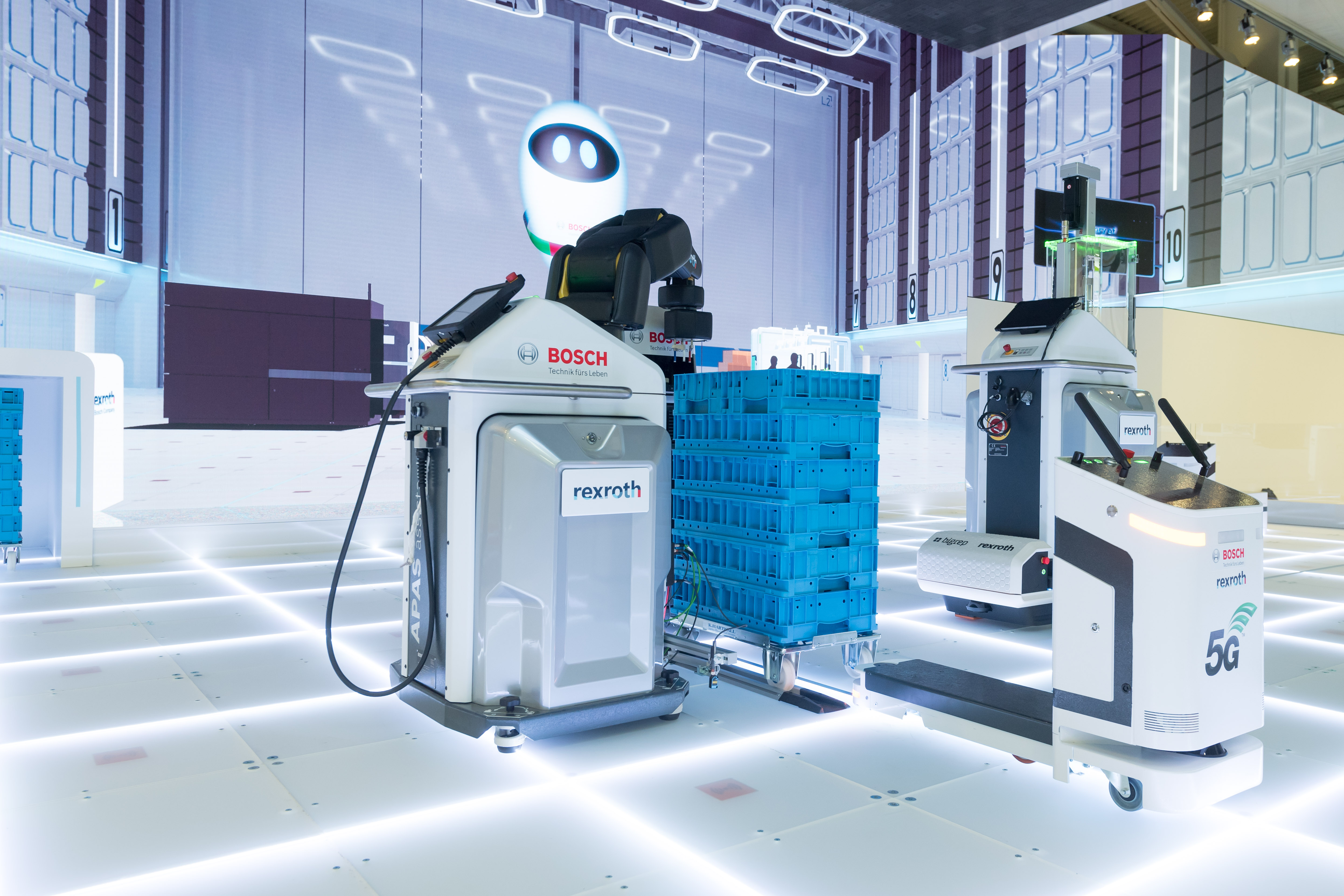 Auf der Hannover Messe 2019 hat Bosch Rexroth ein autonomes Transportsystem vorgestellt.