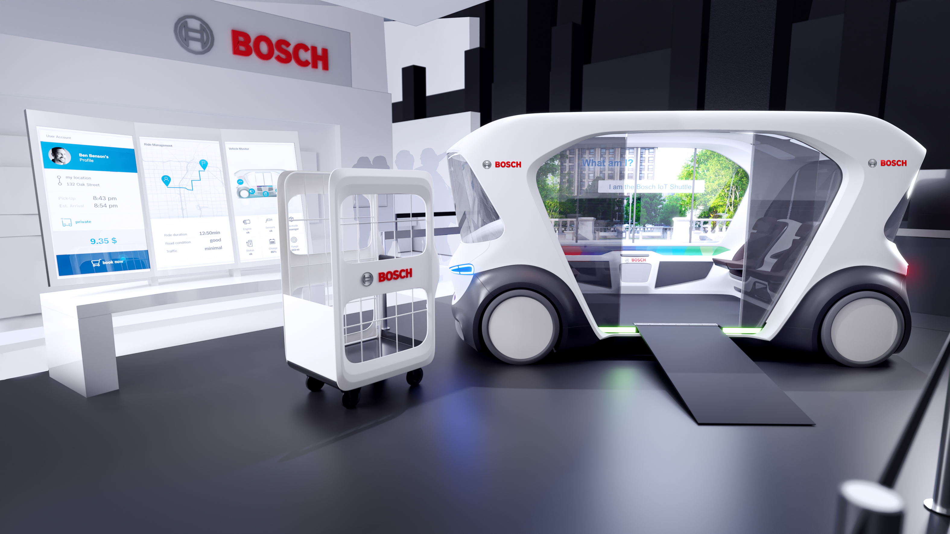 Bosch's enhanced concept shuttle at CES 2020 in Las Vegas