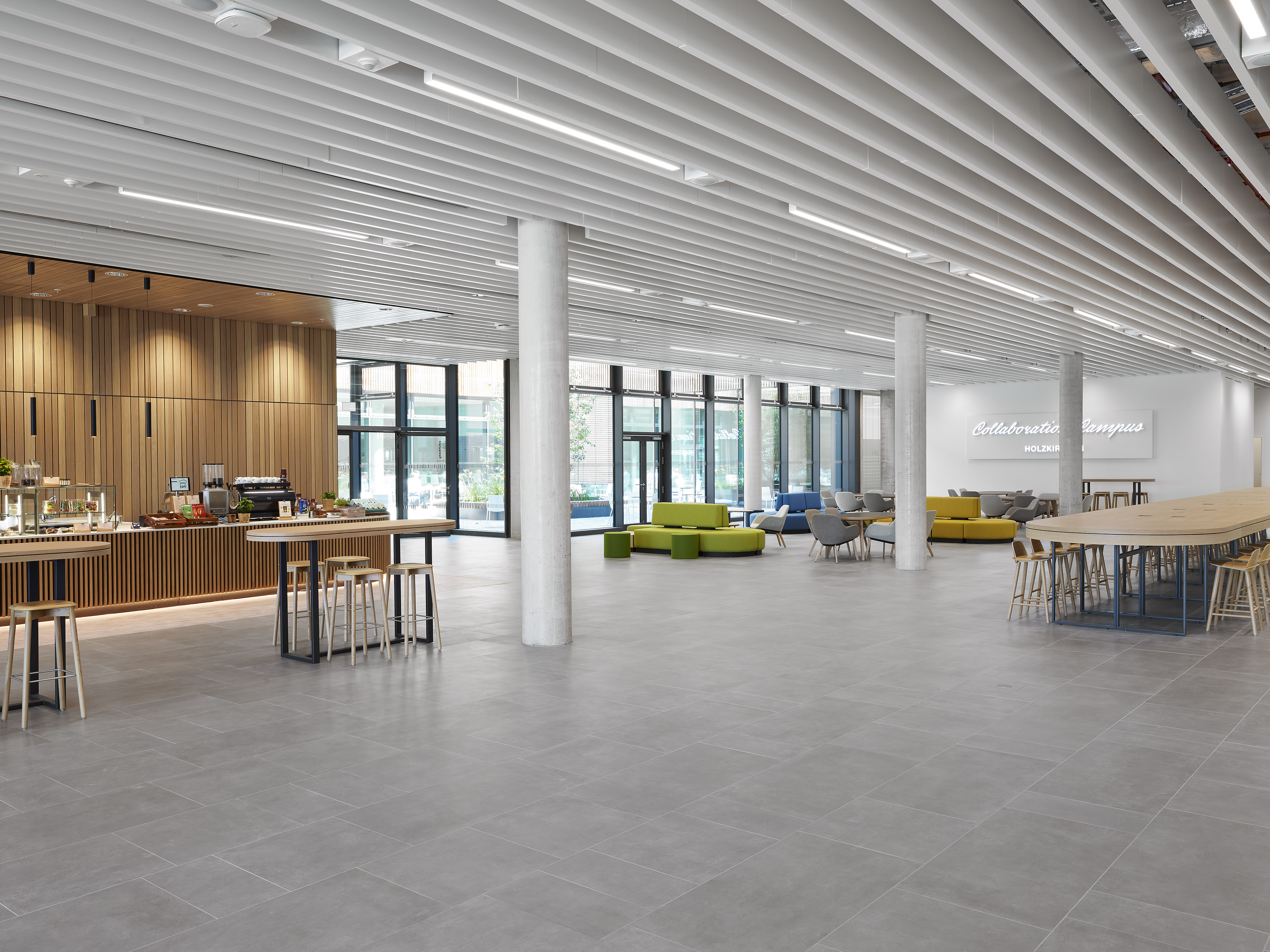 Entrance area with Café at new Bosch Campus Holzkirchen