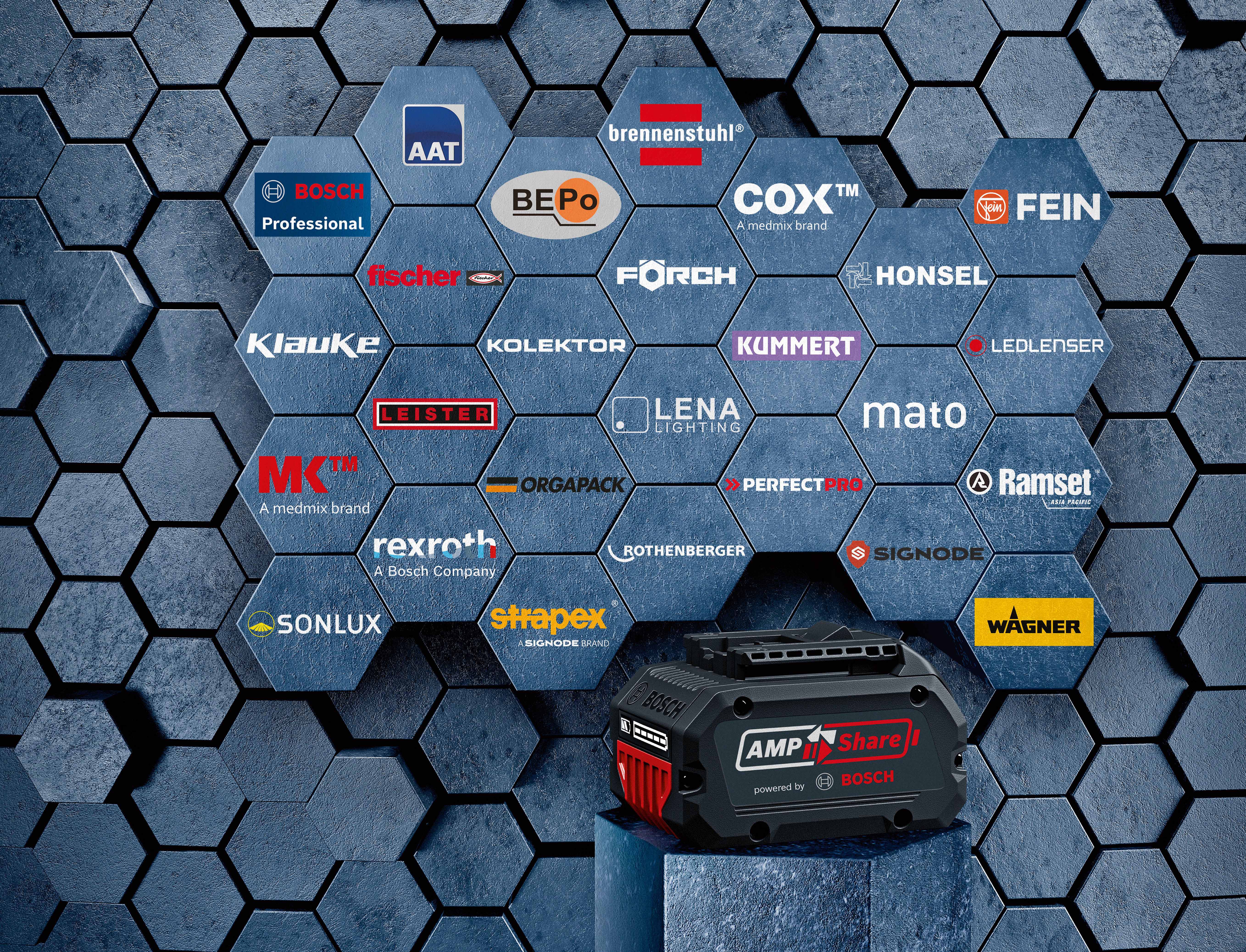 Akku-System für Profis wächst auf mehr als 25 Marken: AmpShare powered by Bosch