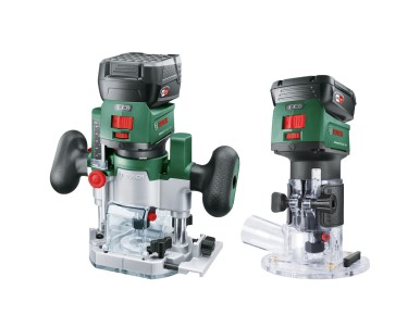 Transforms cordless trim router to plunge router: New router plunge base from Bo ...