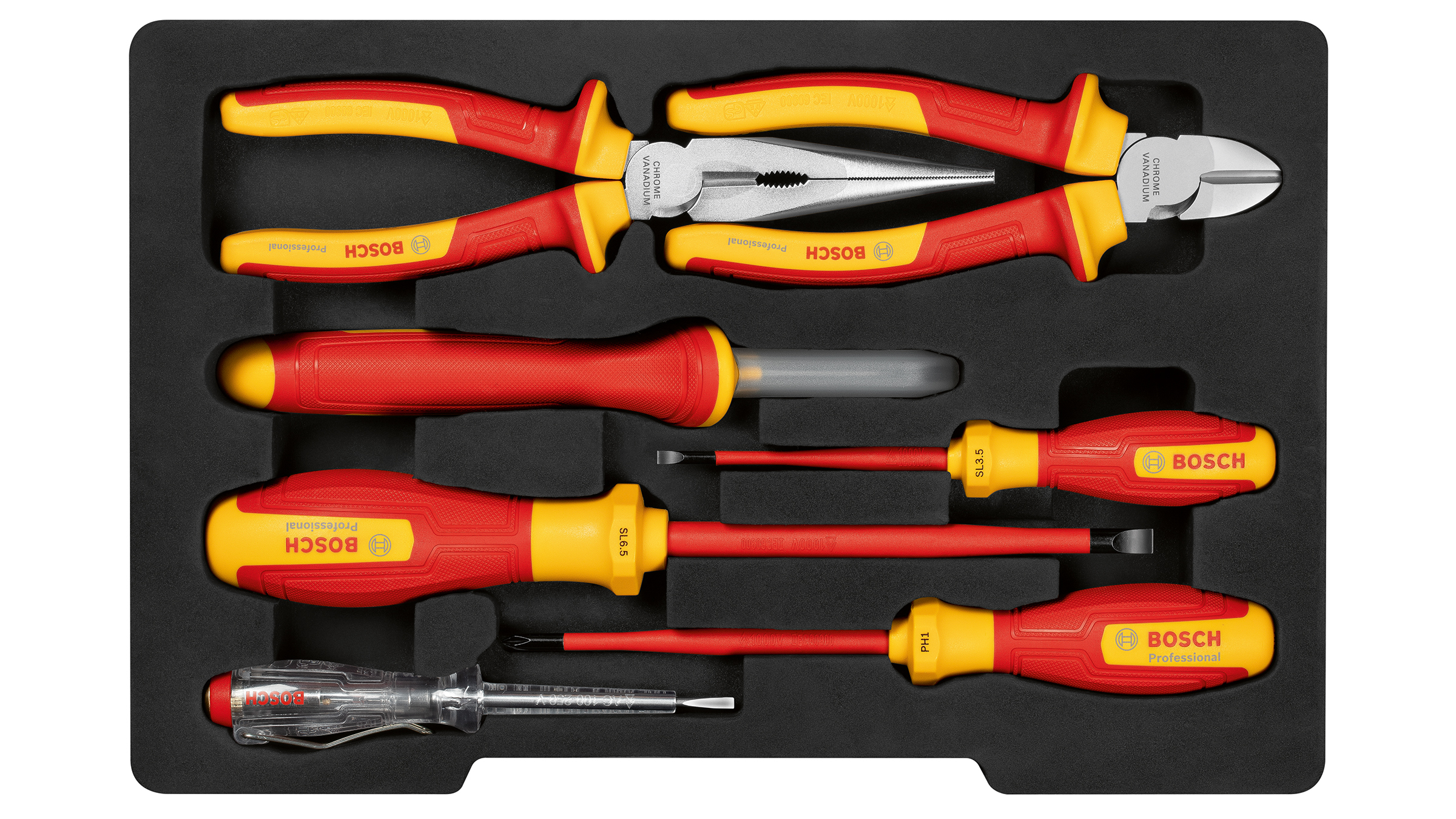 Schraubendreher, Zangen, Messer und mehr: VDE-Handwerkzeuge von Bosch für Profis