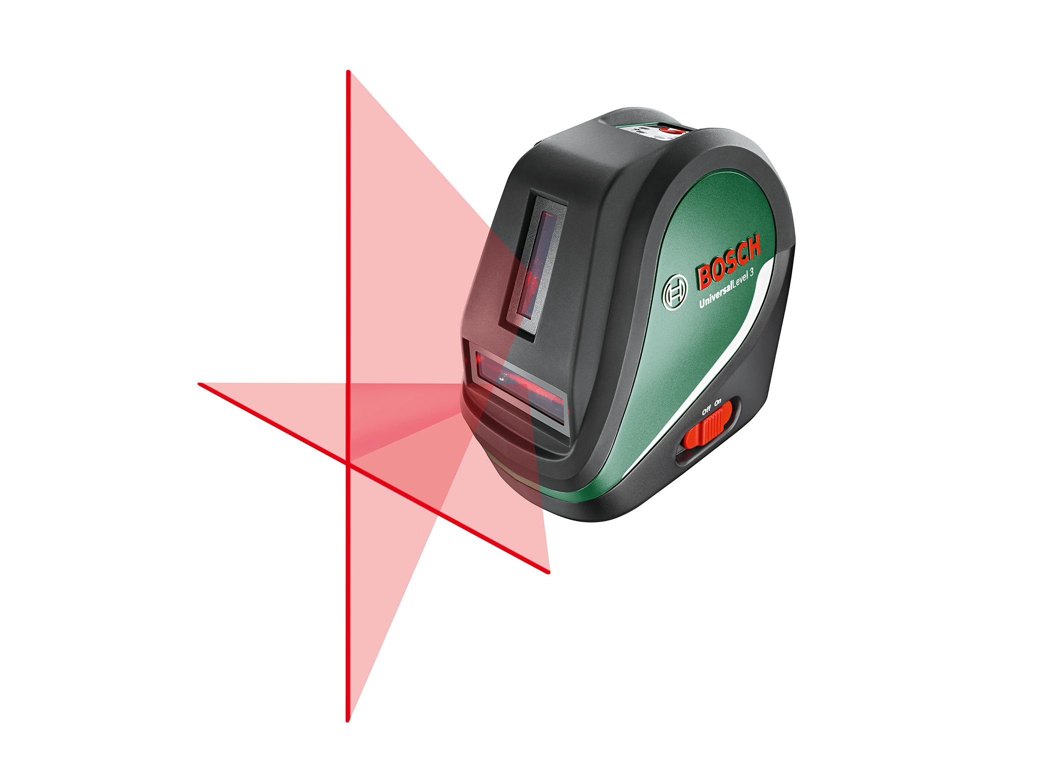 For challenging interior projects: Bosch UniversalLevel 3 cross line laser with second vertical laser line 