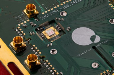Quantum Motion Quantum Silicon Chip mounted to a PCB
