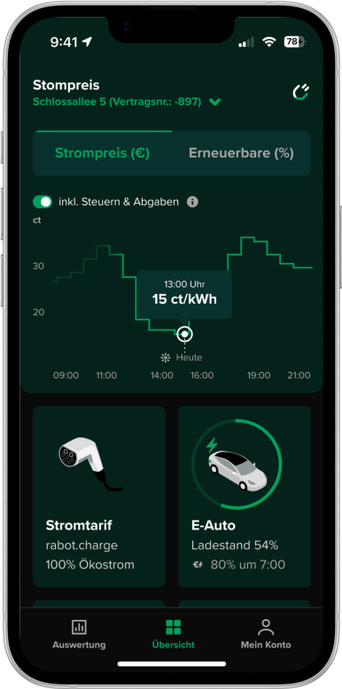Rabot Energy App um den Stromverbrauch intelligent an die Strompreisentwicklung  ...