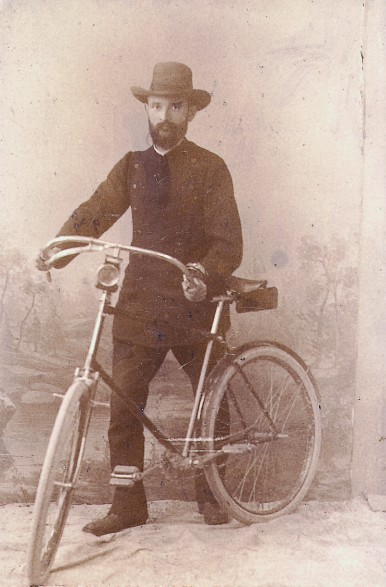 Robert Bosch with his bike, 1890