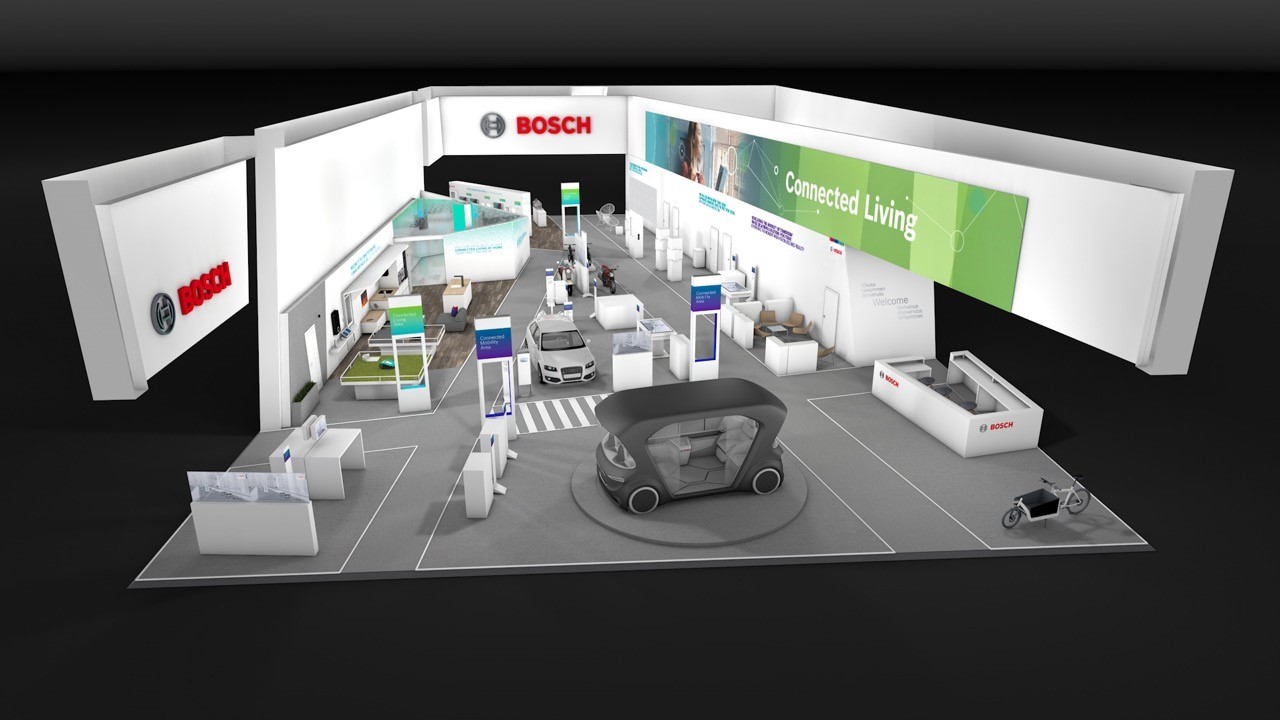 Rendering of the Bosch Booth at the CES in the Central Hall