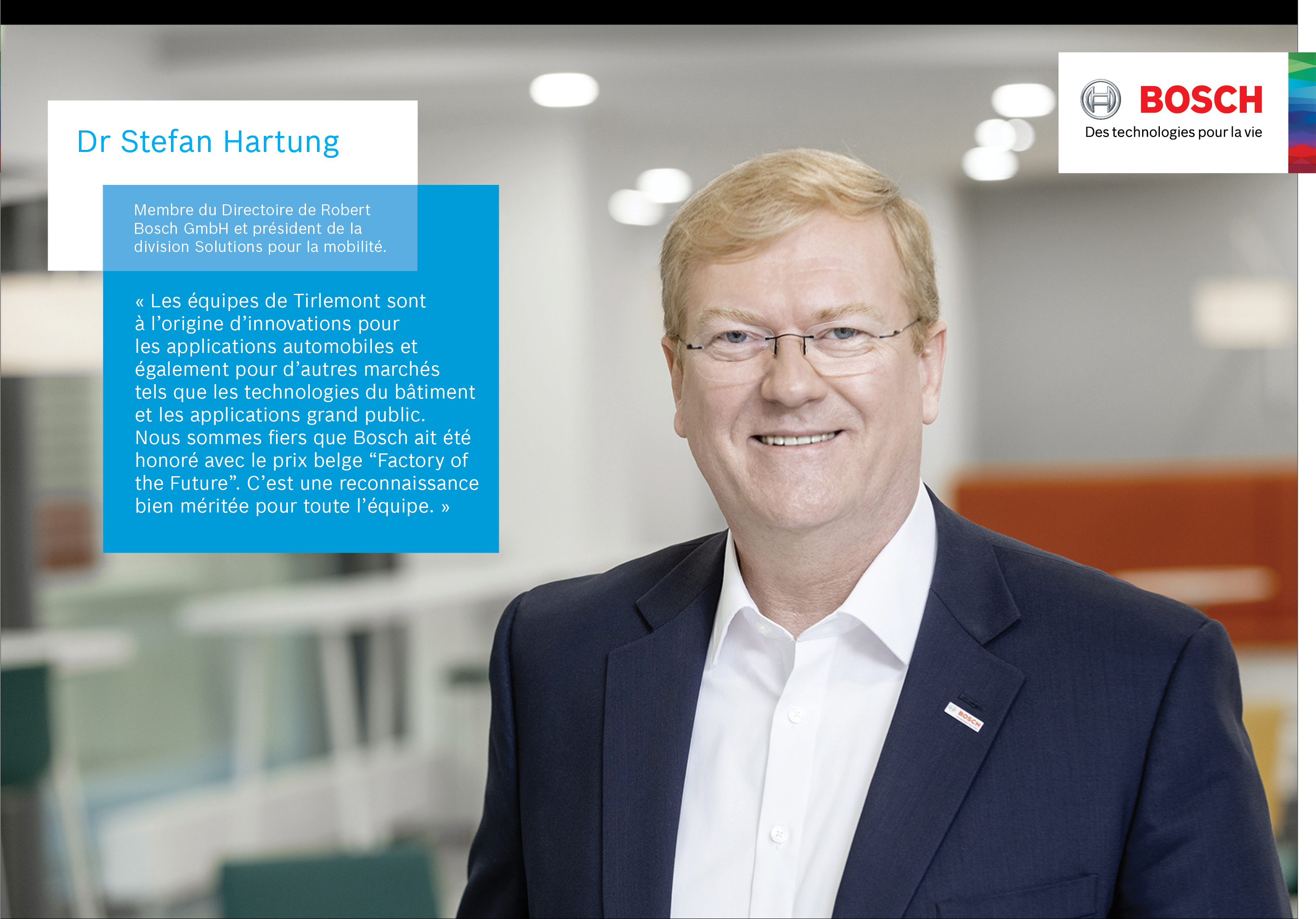 Stefan Hartung, membre du directoire de Robert Bosch GmbH et président de la division Solutions pour la mobilité.