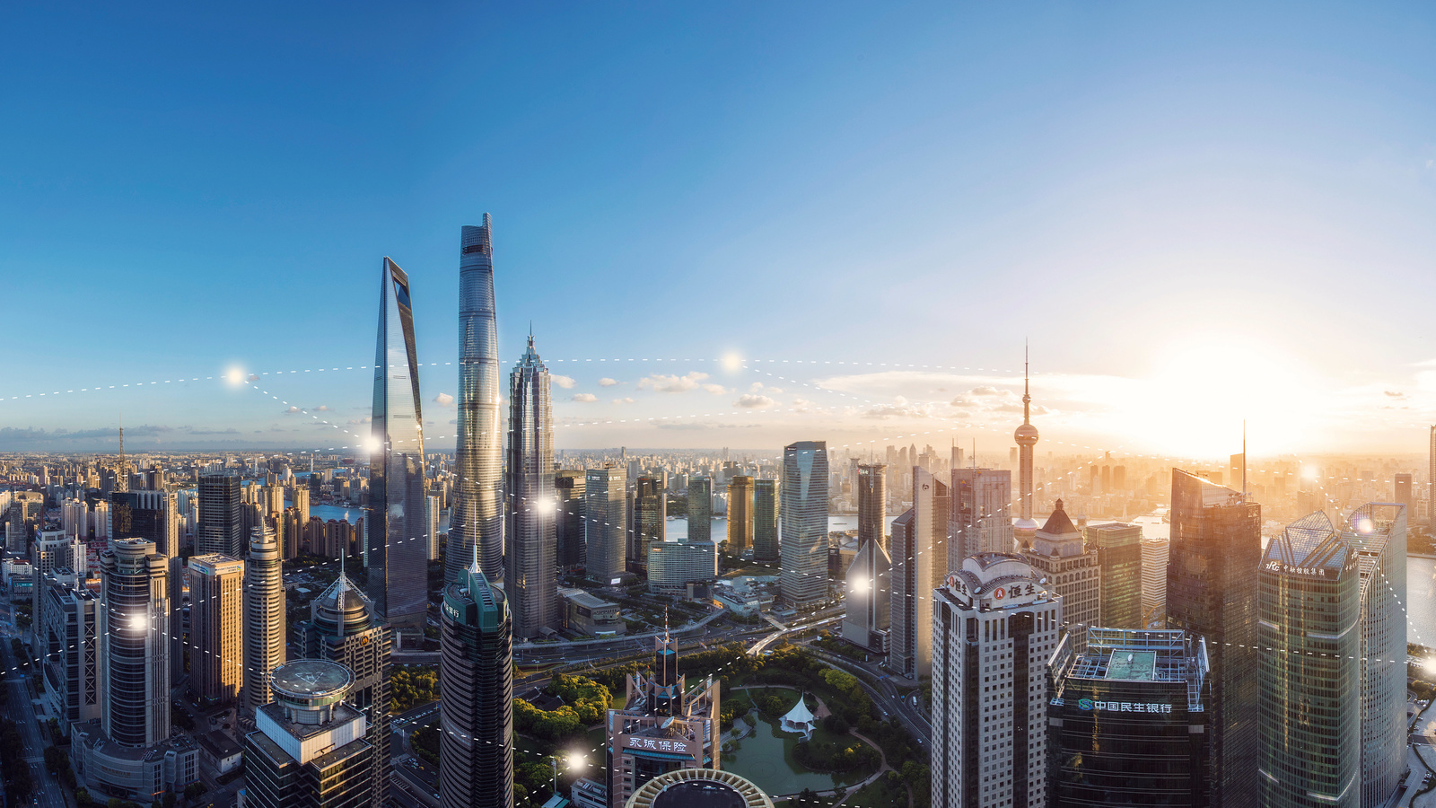 Perspectiva geral de Xangai com IoT