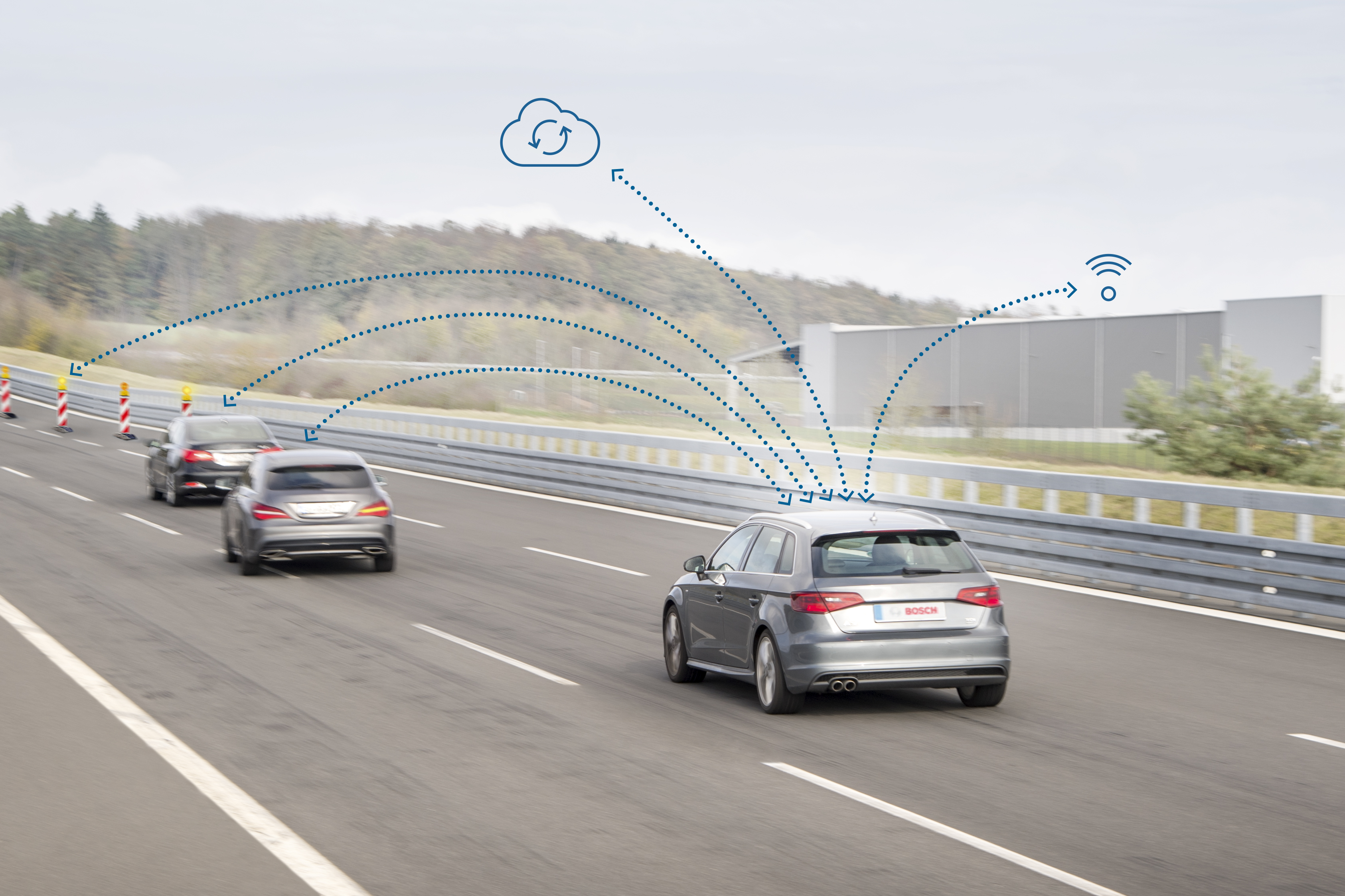Upozornenie v kritických situáciách vďaka komunikácií "vehicle-to-x" od spoločnosti Bosch 
