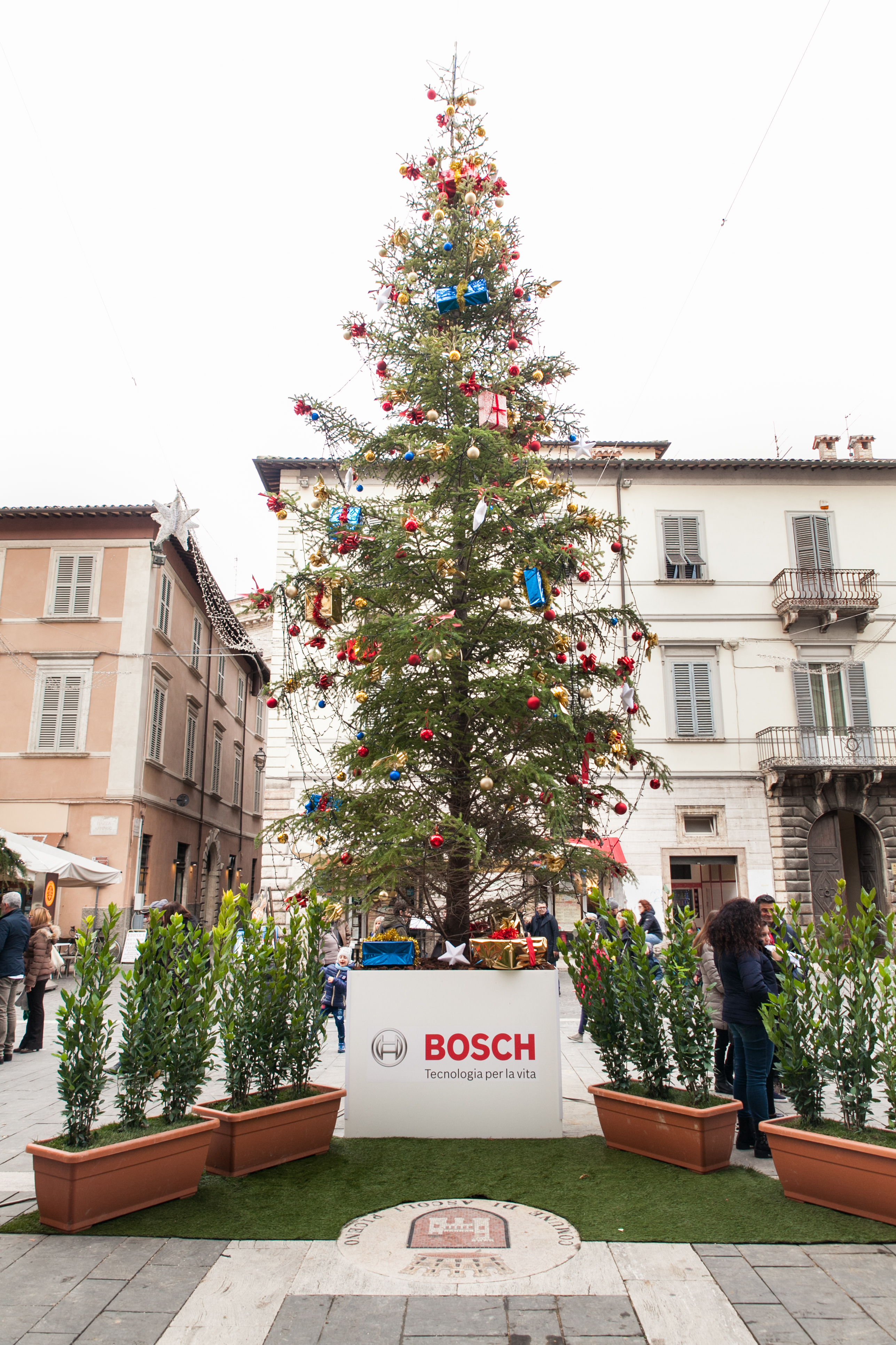 Bosch accende l’albero di Natale per il Piceno