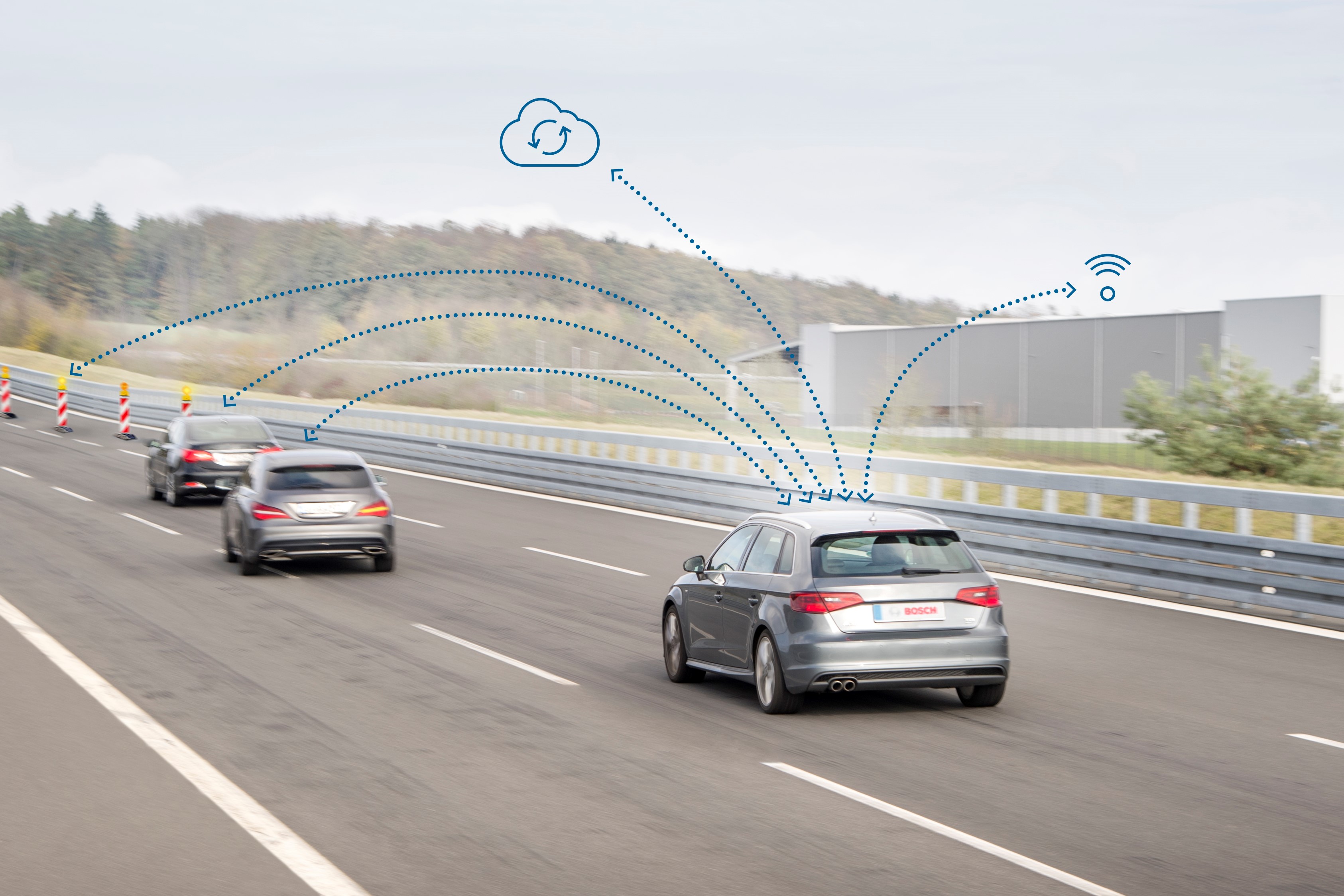 Alerts in critical situations through vehicle-to-x communication from Bosch