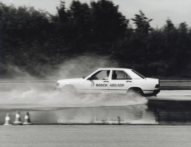 Testing ABS and TCS on the Schwieberdingen test route in 1992