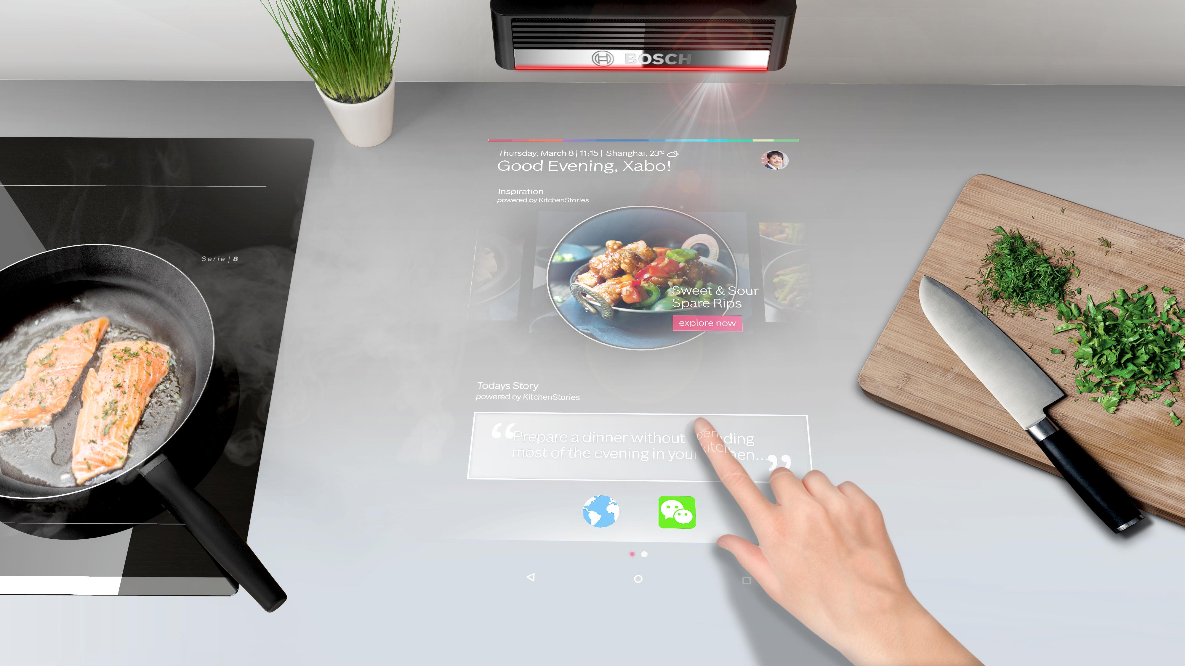 Cooking without sticky touchscreens: The PAI-Projector