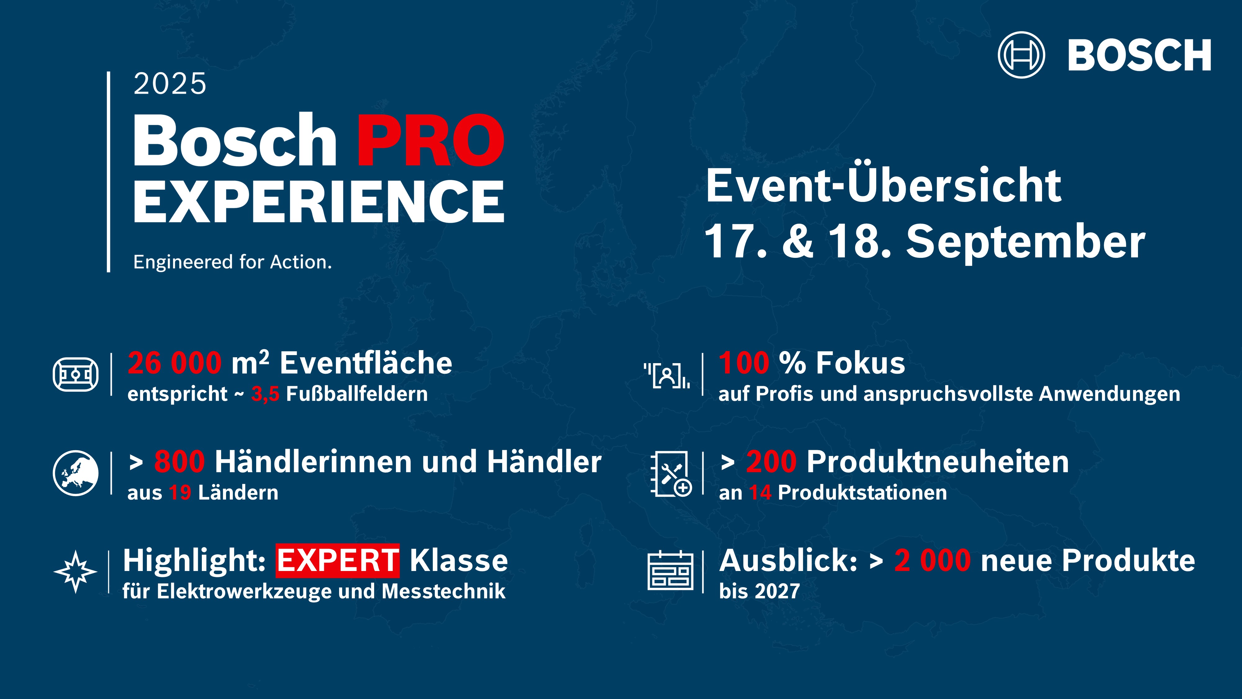 Die Bosch PRO EXPERIENCE 2025 in der Übersicht: Das Event am 17. & 18. September legt vollen Fokus auf Profis und anspruchsvollste Anwendungen