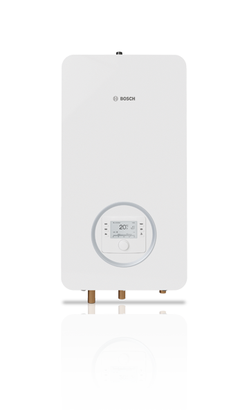 Tra le unità interne a parete, la variante elettrica e le due varianti ibride possono essere combinate in modo flessibile con accumulatori di acqua calda sanitaria e/o tecnologie di riscaldamento aggiuntive. (Fonte: Bosch)