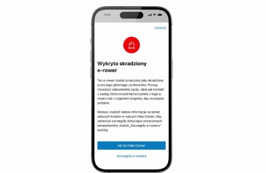 Przy próbie połączenia z rowerem elektrycznym oznaczonym jako skradziony aplikac ...