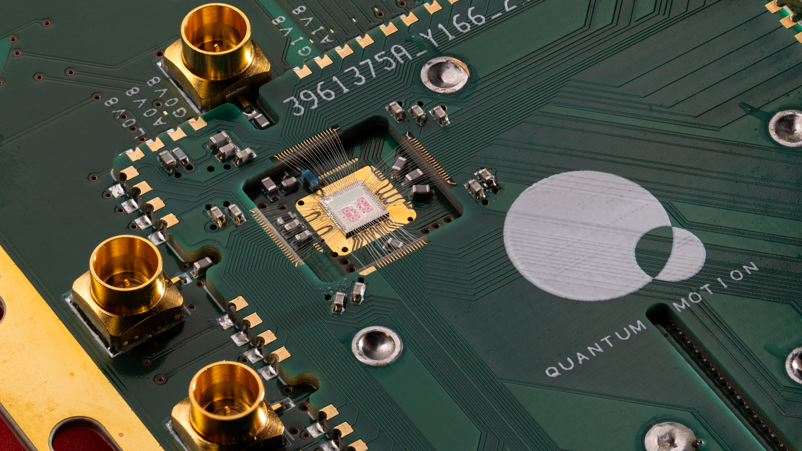 Quantum Motion Quantum Silicon Chip mounted to a PCB
