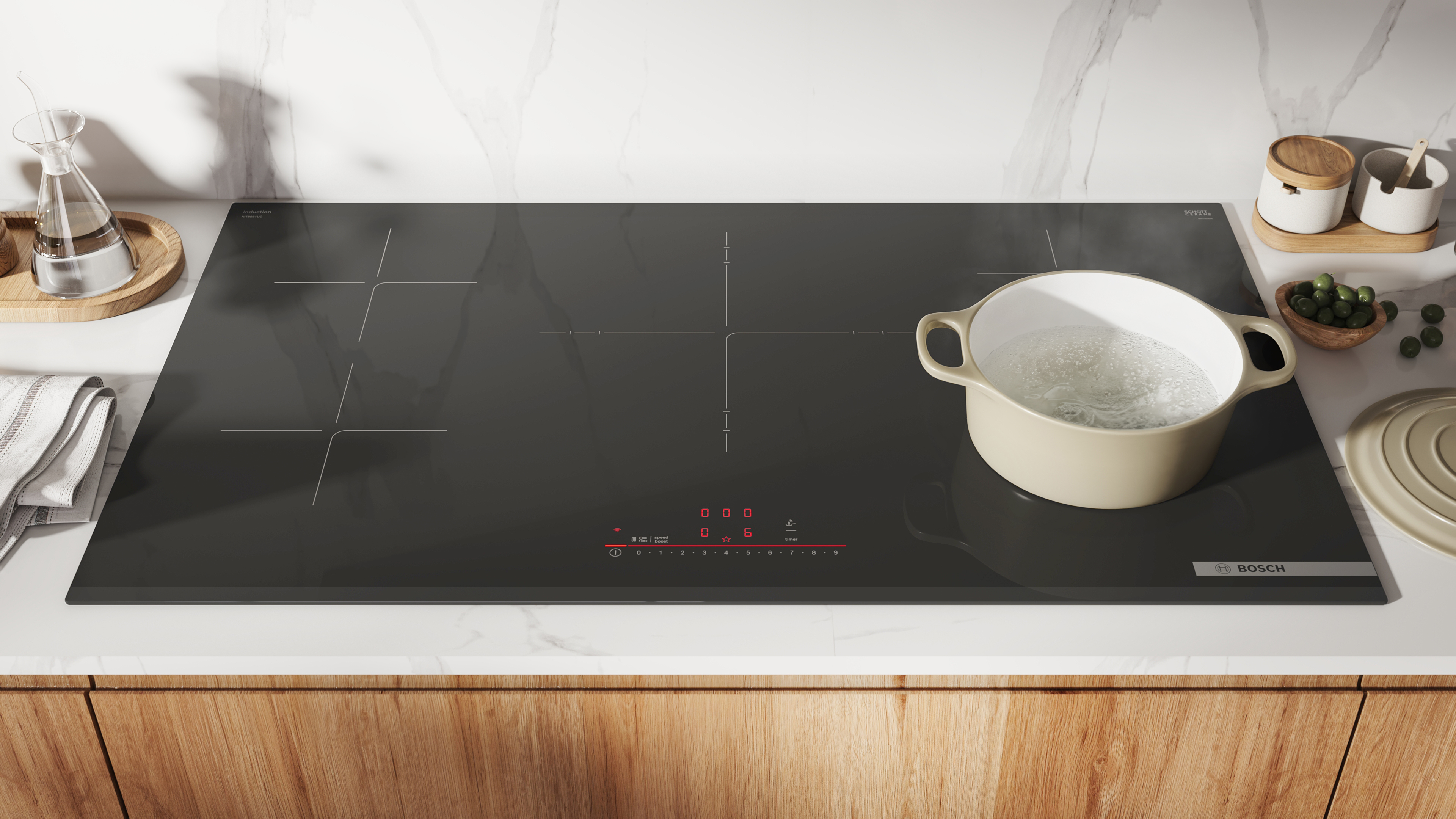 Bosch 800 Series induction cooktop 36-inch.